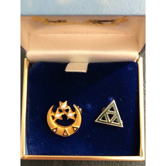 Jewelry - Tridelta Sorority Pins - Stars & Crescent Badge and Green/Silver New Member Pin